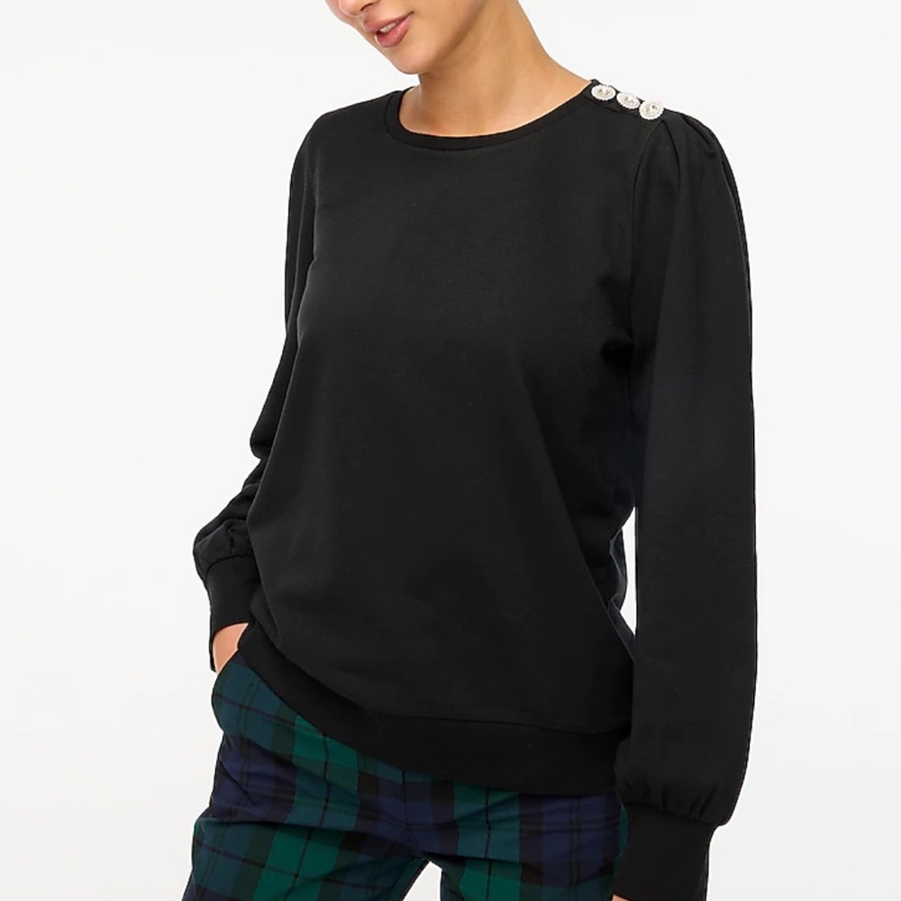 J. Crew blouson sleeve sweatshirt with jewel buttons, plus size 3X